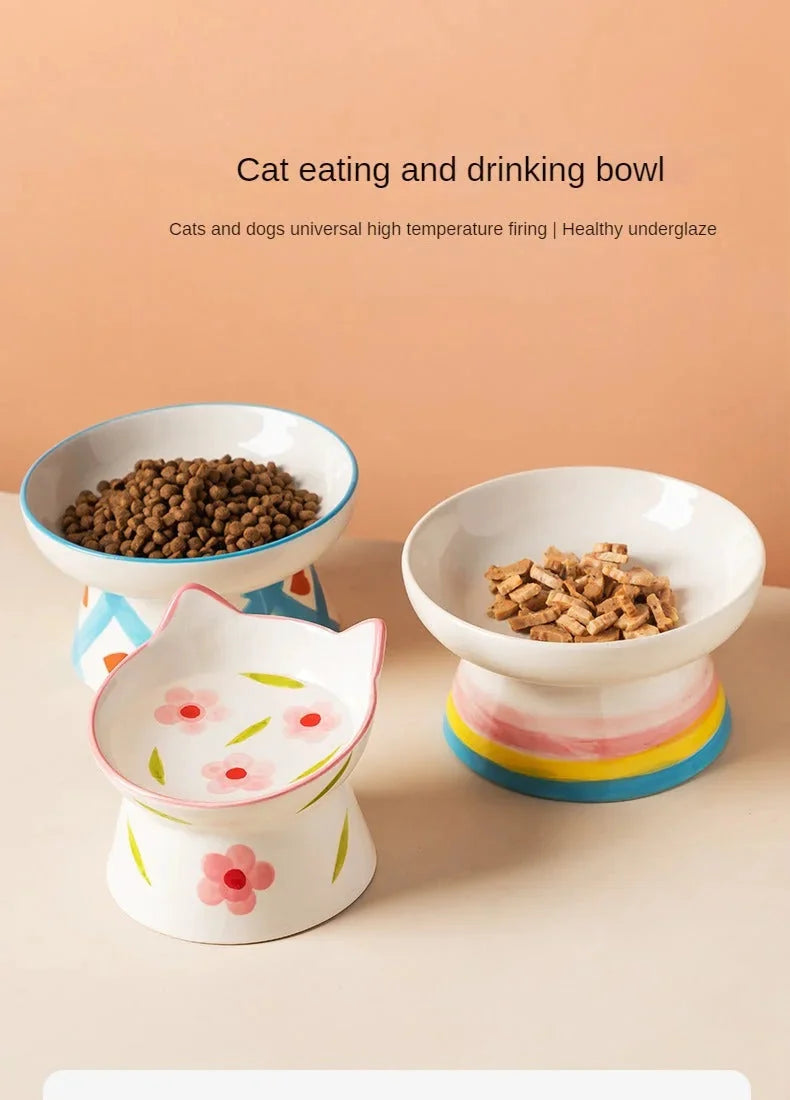 ceramic pet bowl | elevated dog bowl | inclined cat dish | ultrasonic cleaning