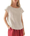 linen blend fabric | breathable short sleeve t-shirt | loose fit casual top | ultrasonic cleaning