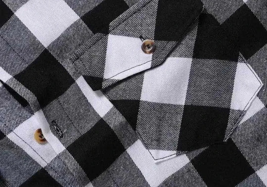 A Long-sleeved Pocket Checked Shirt With A Lapel For Young Men In Autumn And - lifestyle (material: cotton | color:...