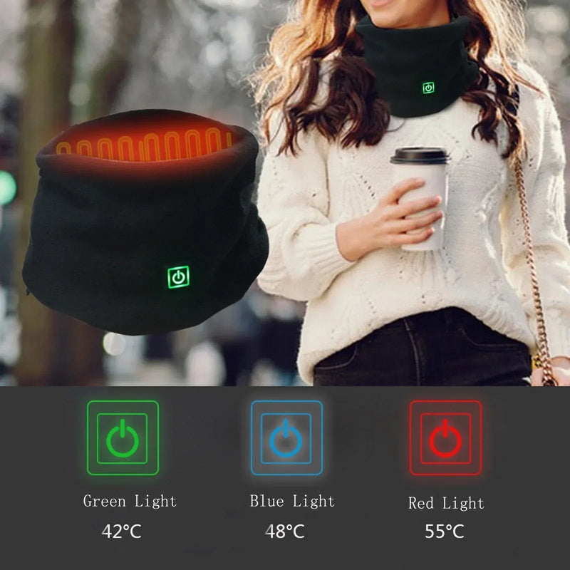 heated neck warmer | rechargeable heating scarf | cold weather gear | ultrasonic cleaning