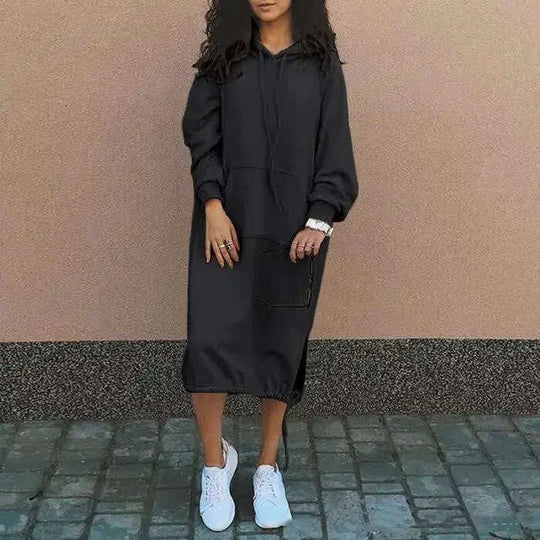 Casual Long-sleeved Hooded Sweater With Pocket Fashion Drawstring Long Sweatshirt Womens Clothing Meifu Market