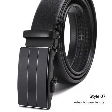 Men's Fashion Automatic Buckle Litchi Pattern Belt meifu market