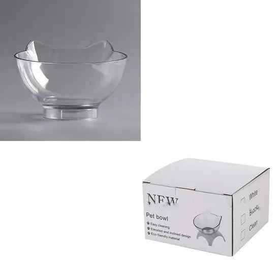 Non Slip Double Cat Bowl With Raised Stand Pet Food Cat Feeder Protect Cervical Vertebra Dog Bowl Transparent Pet Products Meifu Market
