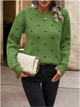 Ins Polka Dot Print Pullover Sweater Fashion Casual Long-sleeved Jacquard Knitted Top Winter Round Neck Clothing For Women Meifu Market
