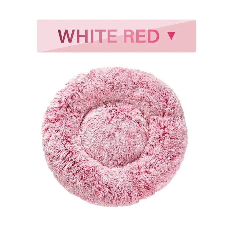 Fluffy Donut Dog Bed Warm Soft Long Plush Pet Cushion Dog House Cat Bed Washable Pet Sofa Mat Calming Samll Large Dog Beds Meifu Market