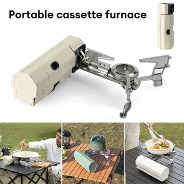 portable folding gas stove | stainless steel burner head | compact camping stove | energy saving