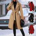 double-breasted trench coat women | long wool blend coat | belted winter jacket | ultrasonic cleaning