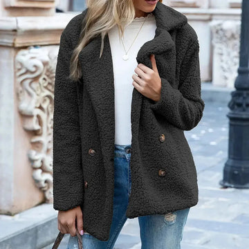 heavyweight wool blend coat | oversized fluffy cardigan | long sleeve winter jacket | energy saving
