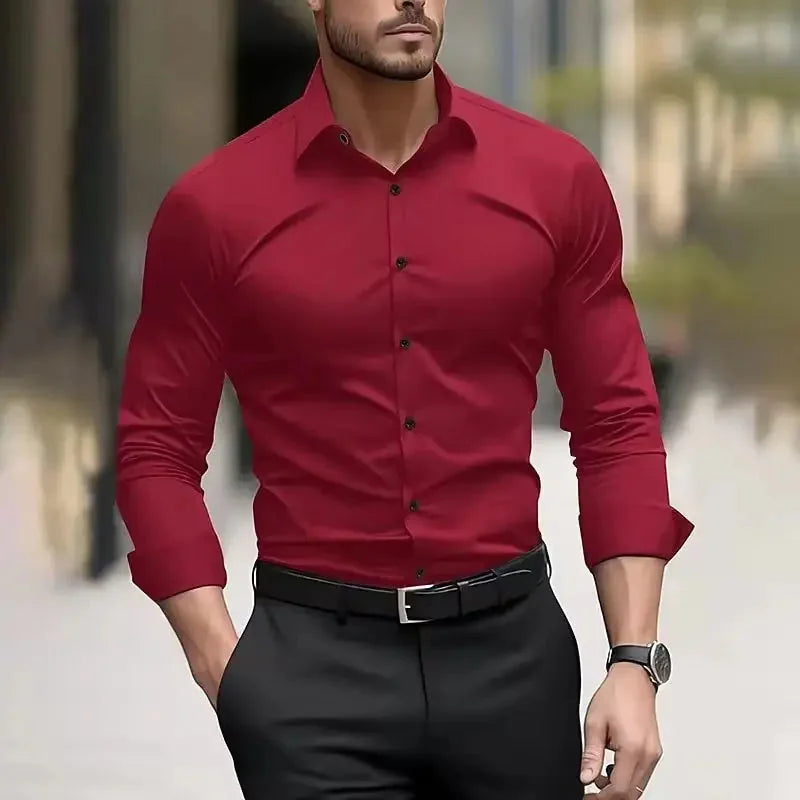 four-way stretch fabric | moisture-wicking long sleeve shirt | slim fit stretch shirt | energy saving