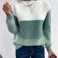 Pullover Knitted Sweater Fashion Round Neck Splicing Knitwear Loose Top Women's Clothing Meifu Market