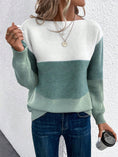 Pullover Knitted Sweater Fashion Round Neck Splicing Knitwear Loose Top Women's Clothing Meifu Market