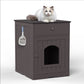 Wooden Pet House Cat Litter Box Enclosure With Drawer & Side Table Meifu Market