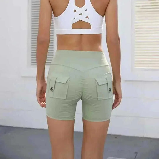 high-waisted compression shorts | quick-dry nylon fabric | 4-way stretch material | energy saving