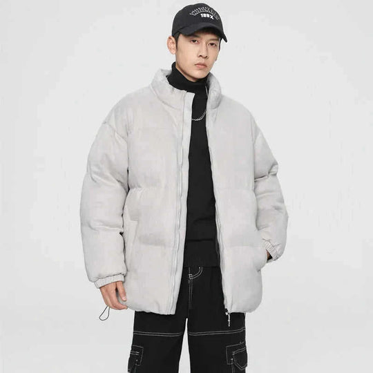 deerskin velvet jacket | quilted windproof coat | loose fit winter jacket | energy saving