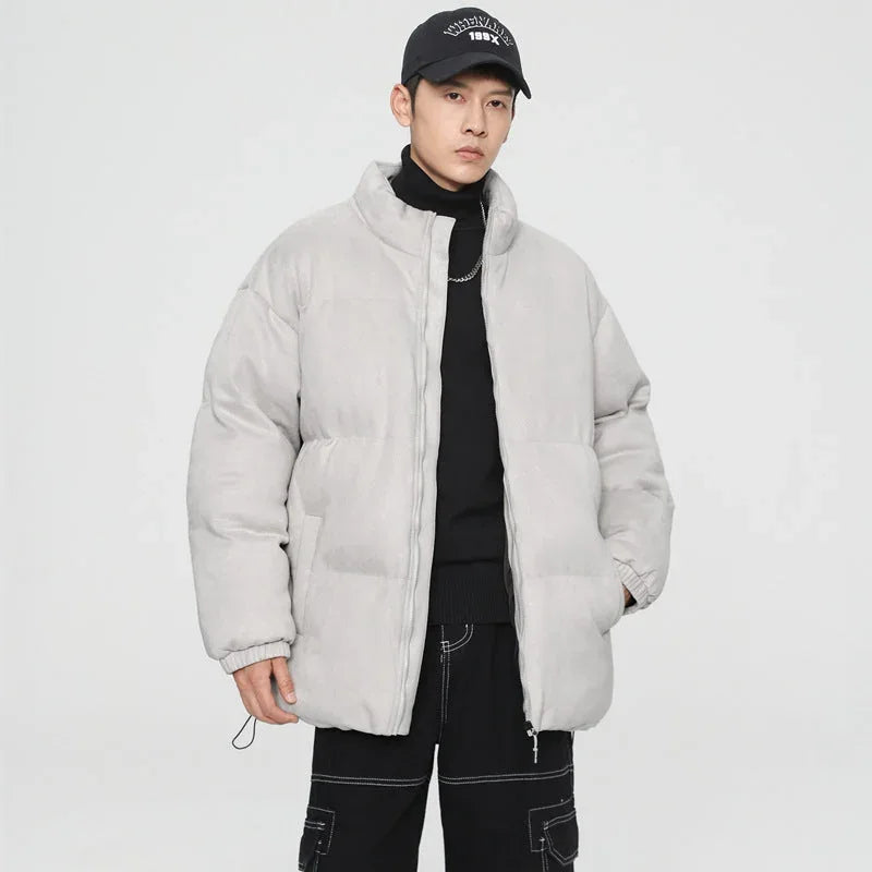 deerskin velvet jacket | quilted windproof coat | loose fit winter jacket | energy saving