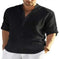 cotton linen blend fabric | loose fit long sleeve shirt | mens casual solid color shirt | ultrasonic cleaning