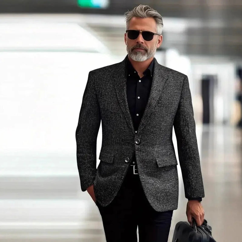 lightweight wool blend fabric | single-breasted blazer jacket | slim fit coat | energy saving