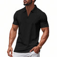 Summer Men's Loose Leisure Sports V-neck Waffle Short Sleeve Lapel Polo Shirt Men Meifu Market