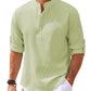 Men's Casual Shirt  Long Sleeve Stand Collar Solid Color Shirt Mens Clothing Meifu Market