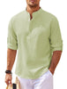 Men's Casual Shirt  Long Sleeve Stand Collar Solid Color Shirt Mens Clothing Meifu Market