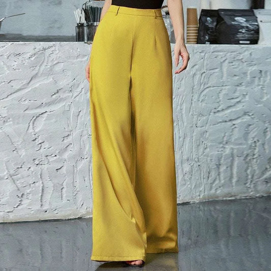 Women's High Waisted Wide Leg Pants - Vibrant Colors Loose Fit Trousers