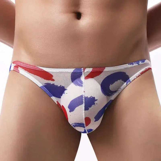 Men's Mesh Floral Print Briefs Low-Rise Breathable Underwear Meifu Market
