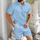 Matching Polo Set — Men's Jacquard Two-Piece Summer Outfit