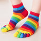Women's Versatile Rainbow Striped Five Finger Socks meifu market