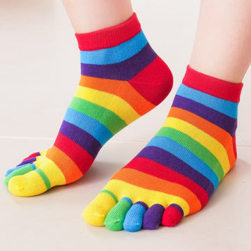 Women's Versatile Rainbow Striped Five Finger Socks meifu market