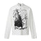 New American-style Retro Dark-themed Trendy Printed Mens Long-sleeve Shirt White - in use demonstration