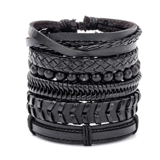 genuine leather bracelet | adjustable woven bracelet | multi-layer charm bracelet | energy saving