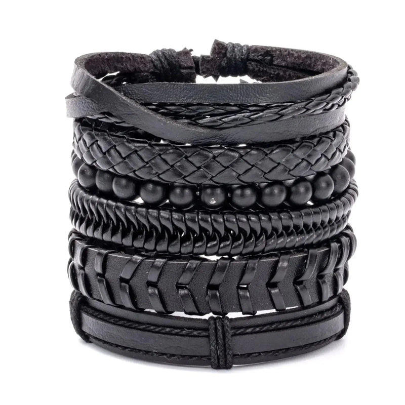 genuine leather bracelet | adjustable woven bracelet | multi-layer charm bracelet | energy saving