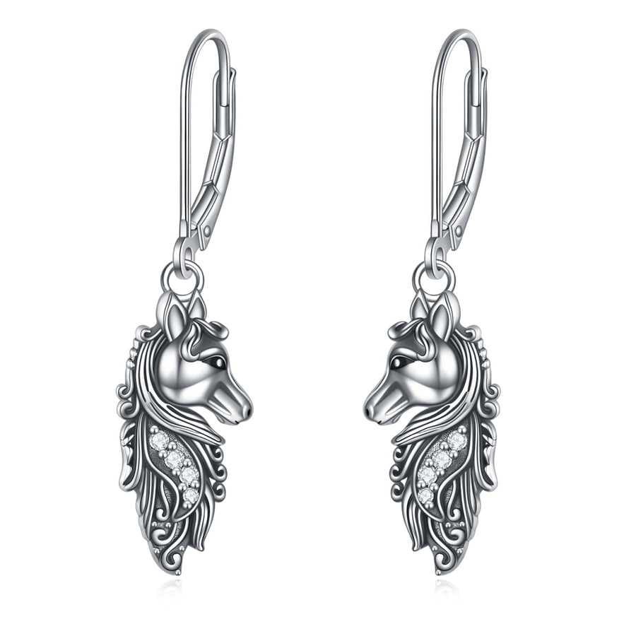 Sterling Silver Horse Dangle Drop Leverback Earrings Jewelry Gifts 