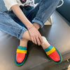 Women's Flats Round Head Rainbow Casual Shoes 