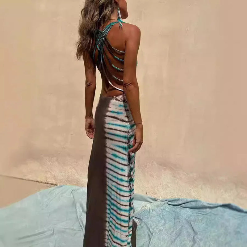 backless lace up dress | long evening gown | elegant lace-up dress | energy saving