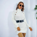Winter Turtleneck Long Sweater Dress With Button Design Leisure Clinch Long Sleeve Base Sweater Women Meifu Market
