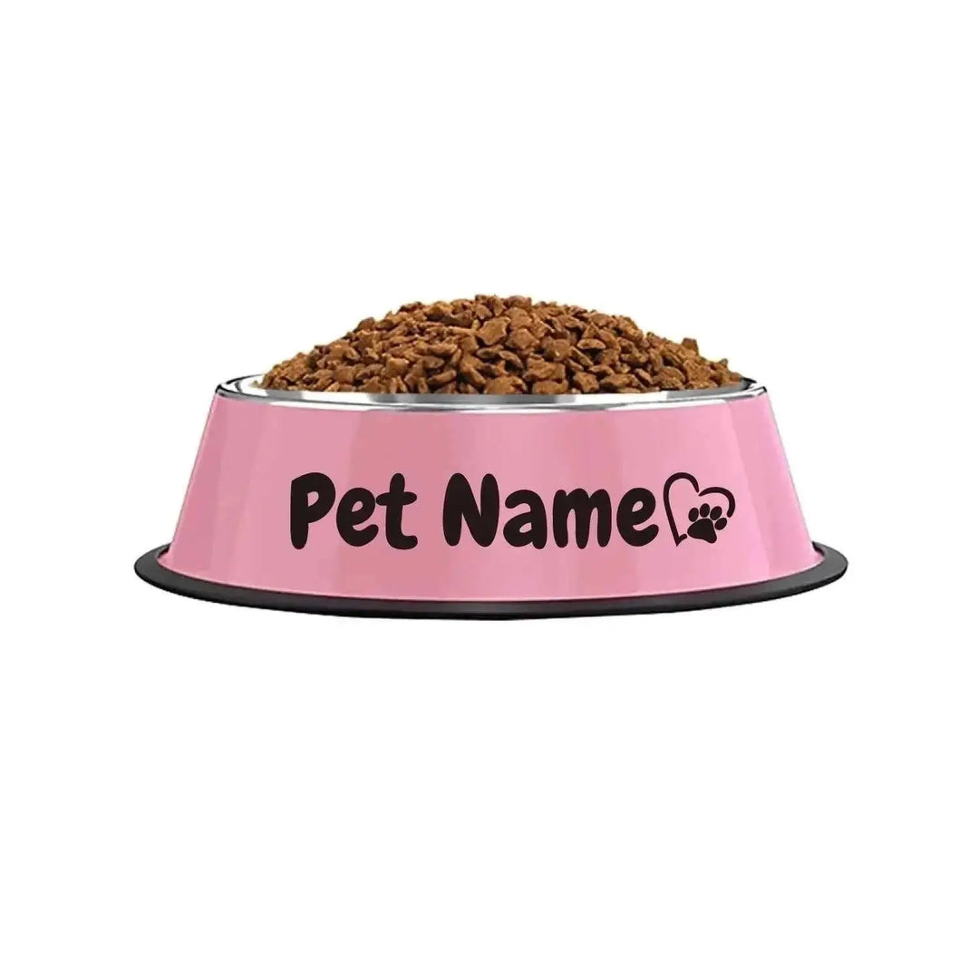Customizable Stainless Steel Dog Bowl, Non-Slip Pet Food and Water Bowl with Personalized Name for Dogs Red-crown - color ...
