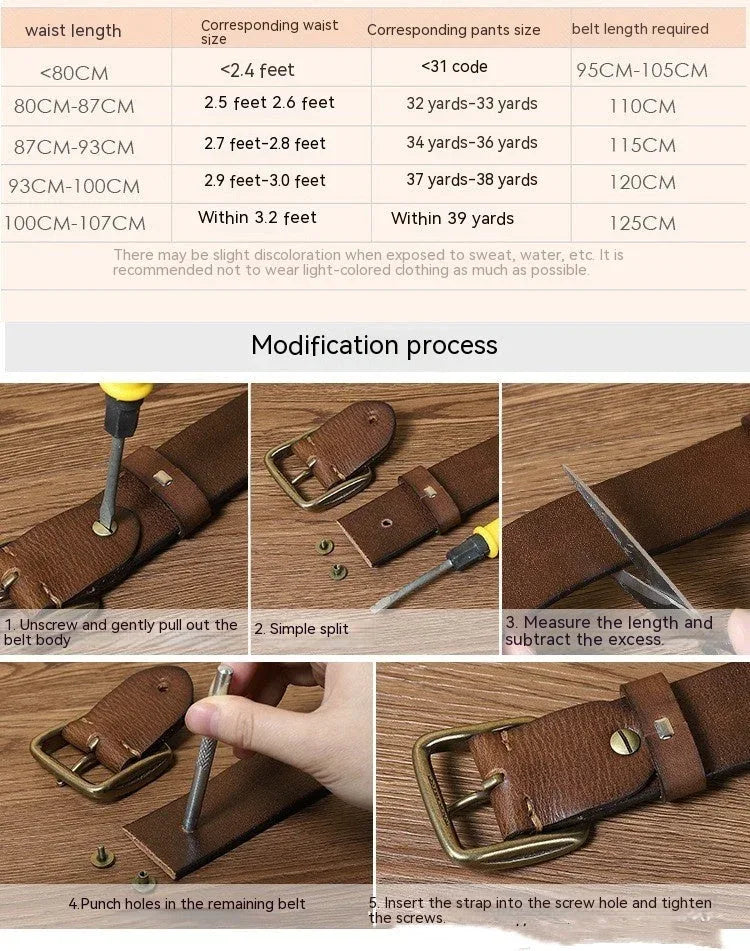 Thick First Layer Cowhide Brass Buckle Belt For Men Meifu Market