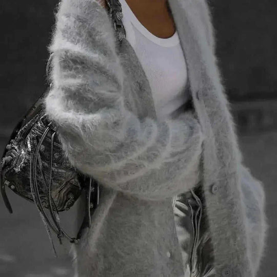 cashmere blend cardigan | oversized fit sweater | longline knitwear | ultrasonic cleaning