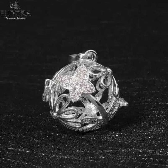 pink crystal locket necklace | 18mm pregnancy bola necklace | adjustable length maternity jewelry | energy saving