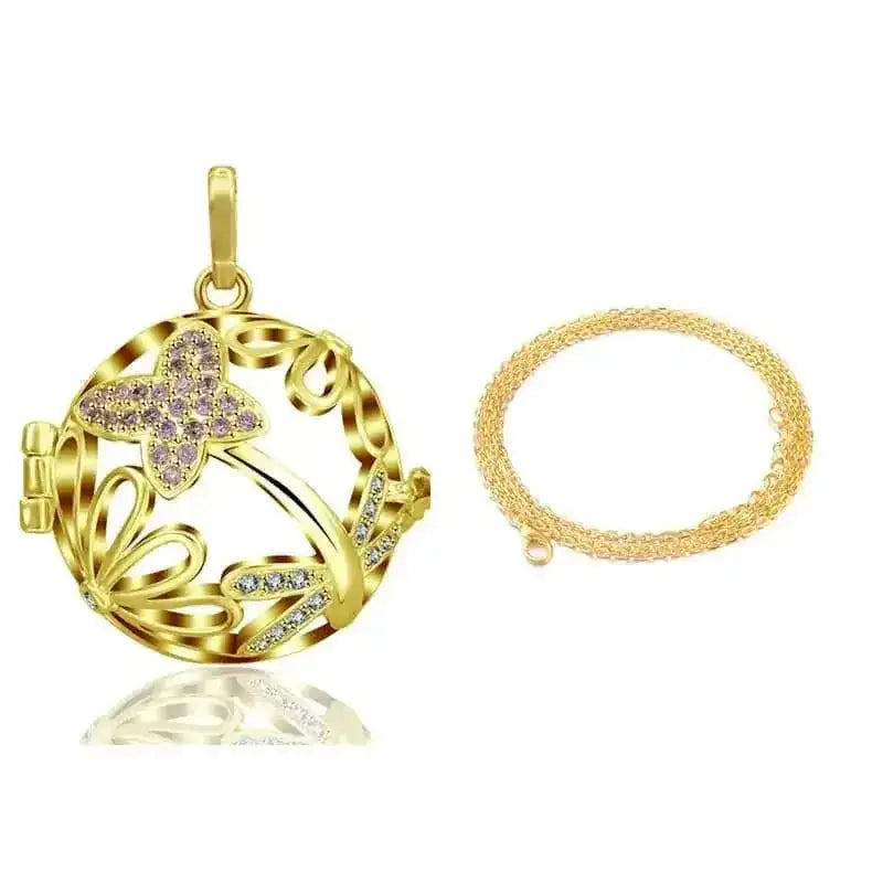 pink crystal locket necklace | 18mm pregnancy bola necklace | sterling silver maternity jewelry | ultrasonic cleaning