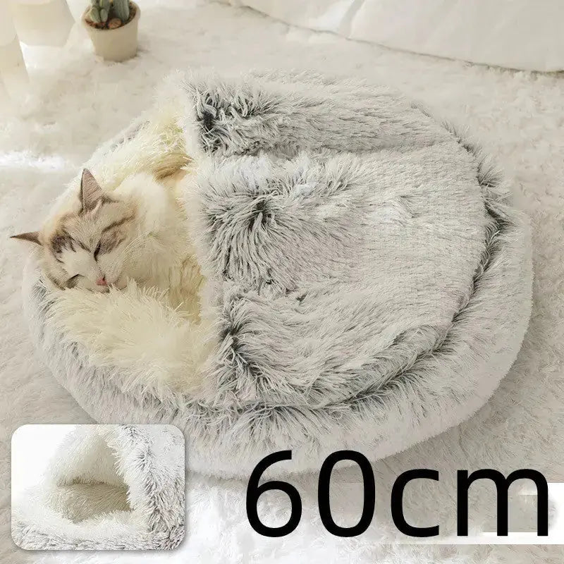 2-in-1 Dog & Cat Bed - Round Plush Warm Winter Pet House Meifu Market