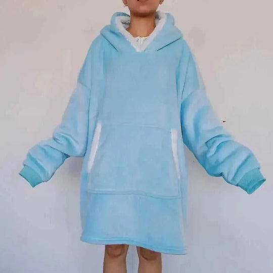 fleece-lined pullover | double layer composite fabric | thick flannel home wear | ultrasonic cleaning