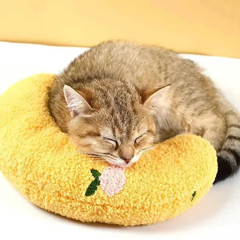 Cozy U-Shaped Pet Pillow - Ultra Soft, Fluffy, Calming Toy for Deep Sleep, Promoting Relaxation and Reducing Anxiety in Ca...