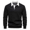 Men's Fashion Casual Versatile Long Sleeves Polo Collar Sweater Navy Blue - men's fashion casual versatile long-sleeve hen...