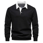 Men's Long Sleeve Polo Collar Pullover Sweatshirt