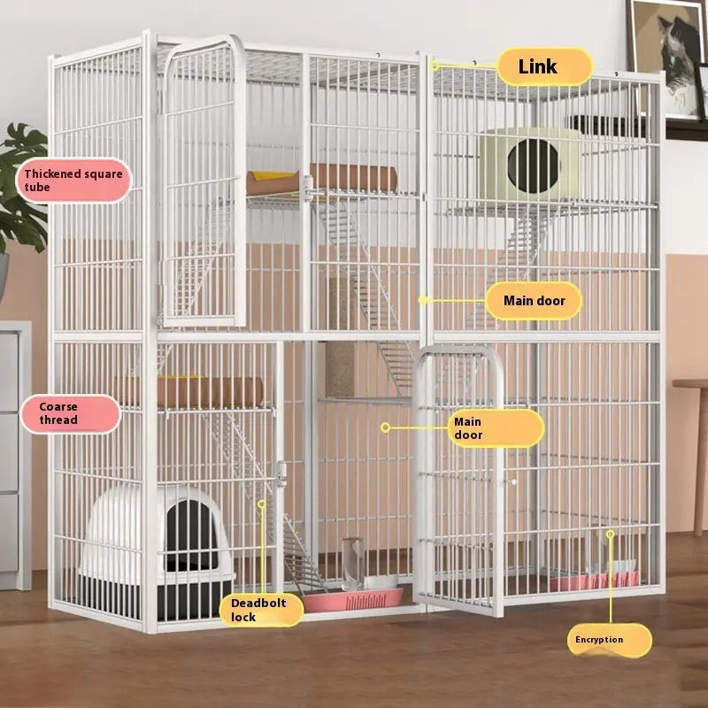 Cat Cage Indoor Home Cat Villa Super Large Free Space Cattery Exclusive For Cats Cat Nest Three-layer Double Layer Cat House Meifu Market