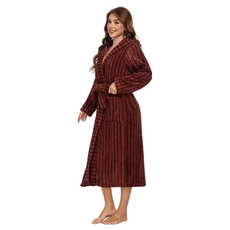 RONGTAI Luxury Plush Absorbency Robe For Women Extra Long Fleece Bathrobe With Hood & Pockets Warm Terry Cloth Loungewear Meifu Market