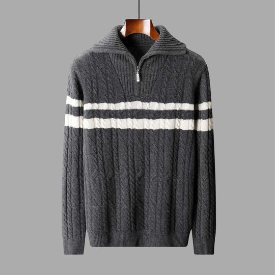 thickened zipper lapel sweater | high collar loose knit pullover | oversized winter sweater women | ultrasonic cleaning