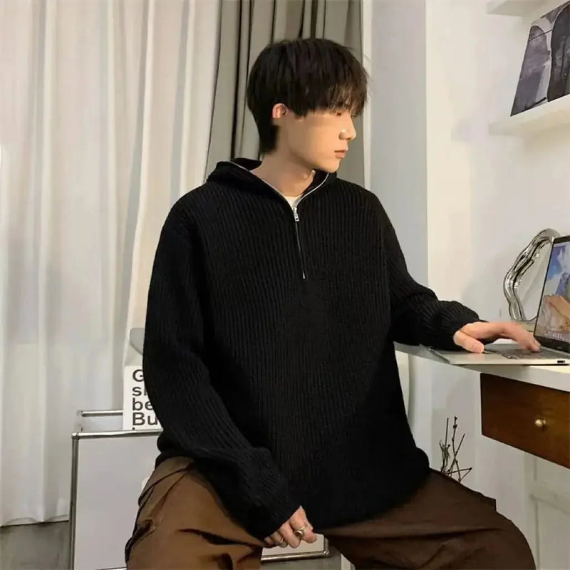 half-zip hoodie for men | premium cotton blend fabric | lightweight fleece lining | energy saving